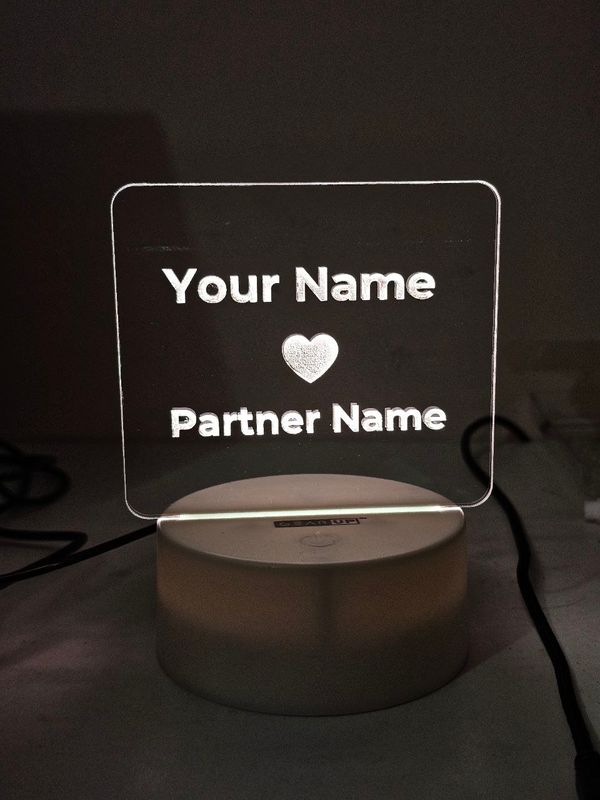 Customizable Love Acrylic Lamp (X Love Y) – Black
