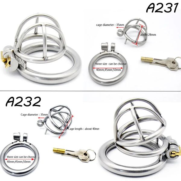 Lockable Stainless Steel Male Chastity Device Belt Cock Cage with 3 Size Penis Ring Bondage Adult Game Sex Toys for Men A231