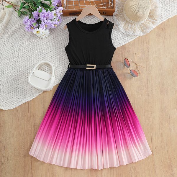 Imported đ Girls' Gradient Summer Dress â Korean Style Pleated Vest