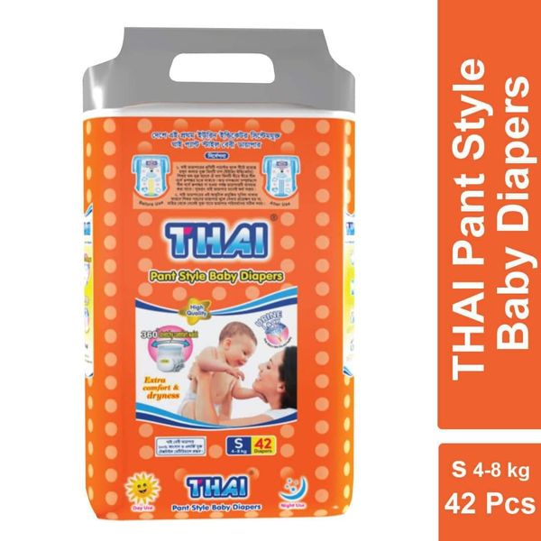 THAI S Size Baby Pant Diaper 42pcs Packet for 4 to 8kg Babies