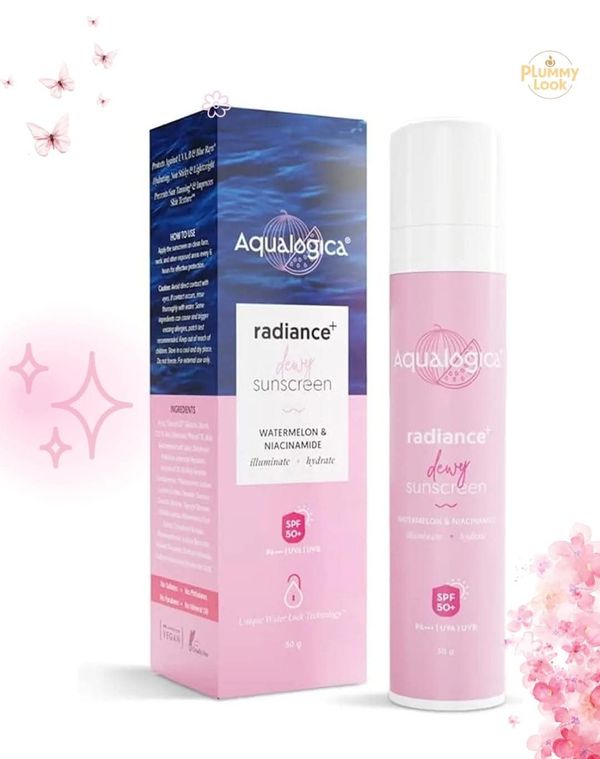 Aqualogica Radiance+ Dewy Sunscreen  | With Watermelon And Niacinamide | Uva/B & Blue Light Protection | Makes Skin Radiant & Bright | SPF 50 PA+++ |-(50g)