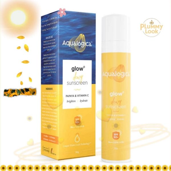Aqualogica Glow+ Dewy Sunscreen SPF 50 PA++++ | UVA/B & Blue Light Protection for Men & Women | Oily, Dry, Sensitive & Combination Skin | Fragrance-Free | (50g)