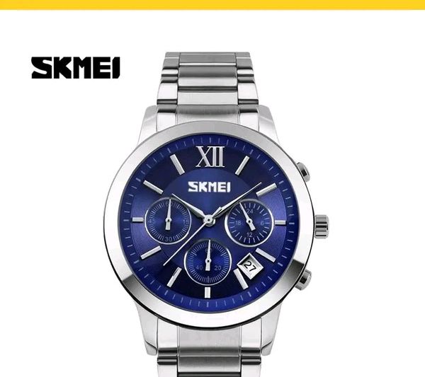 SKMEI 9097 Classic Design Stainless Steel Chronograph Quartz Watch For Men