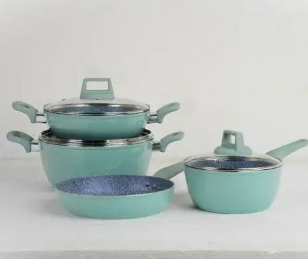 Kiam Die-Casting 7 Set Non-Stick Pan Ceramic Coated-Blue Color .