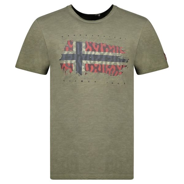 T-Shirt Men Short Sleeve with Olive Flag