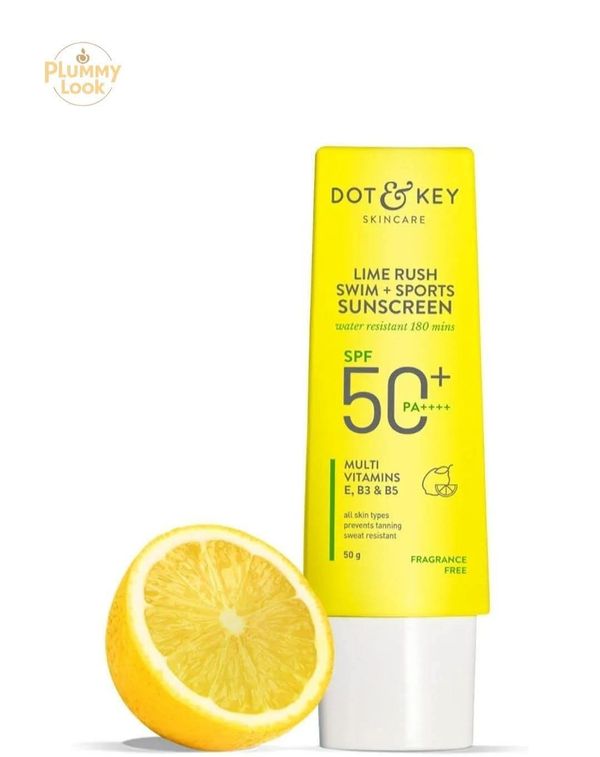 Dot & Key Lime Rush Swim + Sports Sunscreen SPF 50 PA++++ | Water Resistant & Sweat Resistant Sunscreen | UV/UVA Protect | No White Cast | Prevents Tan | For All Skin Types | For Women & Men | -(50g)