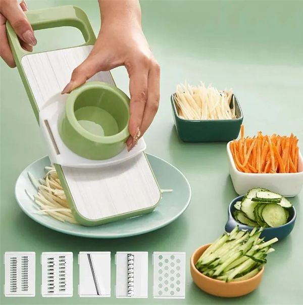 Kitchen 5-in-1 Multifunctional Vegetable Slicer Cutter Potato Shredders Garlic Carrot Grater Chopper .