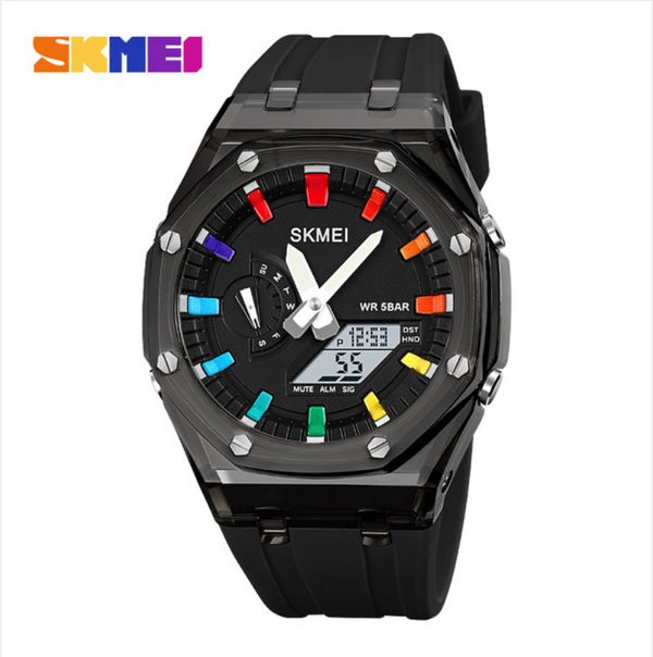 SKMEI 2100 Waterproof Countdown Stopwatch Led Light Electronic Movement Wristwatch