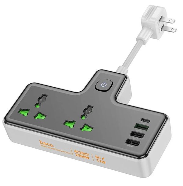 HOCO AC11A Voyage 2-Position Expansion Socket (1C3A) (EU) – Black Color .