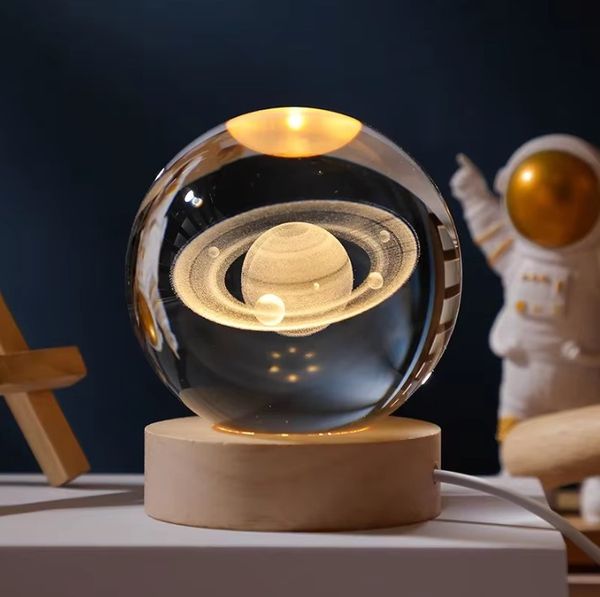 3D Crystal Ball – Saturn (7 Color Base)