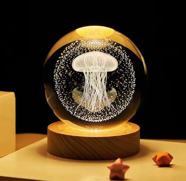 3D Crystal Ball – Jellyfish (7 Color Base)