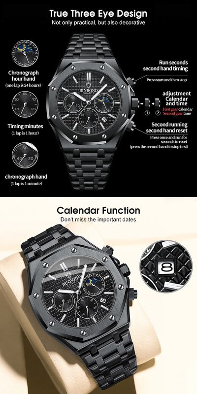 💥LouisWill Multi-function Waterproof Watch With Calendar - Image 10
