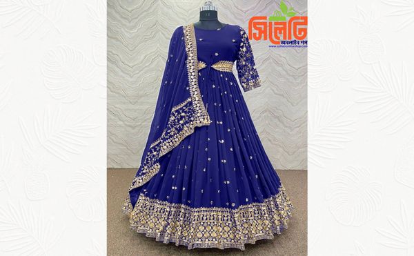 সেমী স্টিচড জর্জেট এমব্রয়ডারি পার্টি ড্রেস