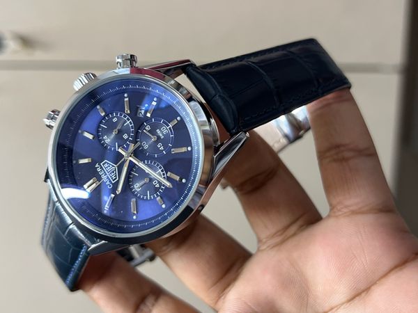 TAG BELT 3 CHRONO SILVER BODY BLUE BELT, BLUE DIAL