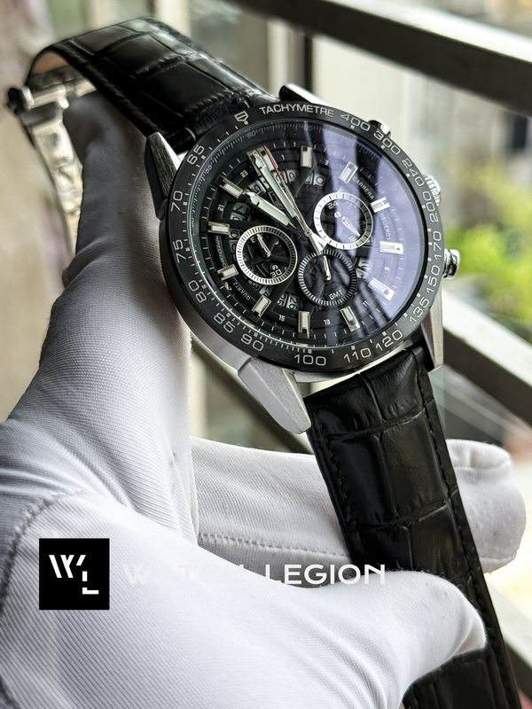 TAG HEUER 100M BLACK BELT SILVER CASE BLACK DIAL