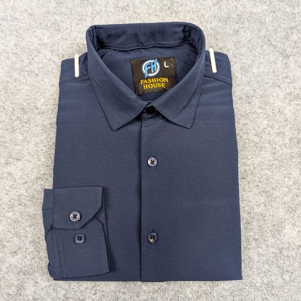 China Micro Stig Shirt (Formal / Casual) (Navy Blue)