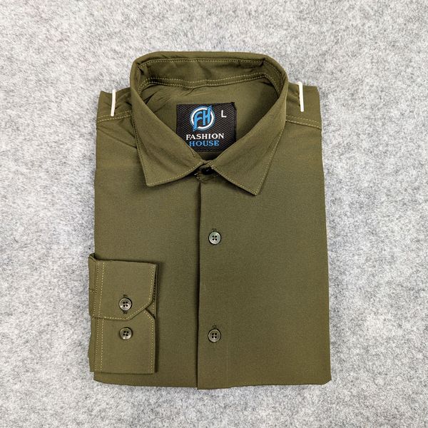 China Micro Stig Shirt (Formal / Casual) (Olive)