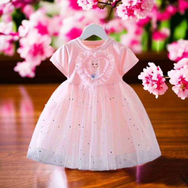 Girls Elsa Princess Dress (Pink)