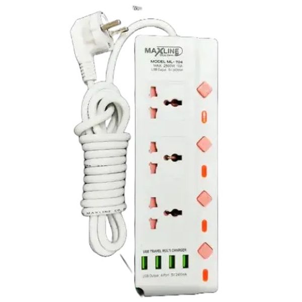 MaxLine ML-704, 4 Port USB, 7 Outlets Multiplug Charger