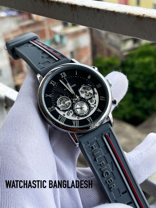 Hilfiger Silicone Grey Belt Black Diao