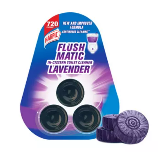 Harpic Flushmatic Lavender In-Cistern Toilet Cleaner Blocks 50 gm 3 pcs