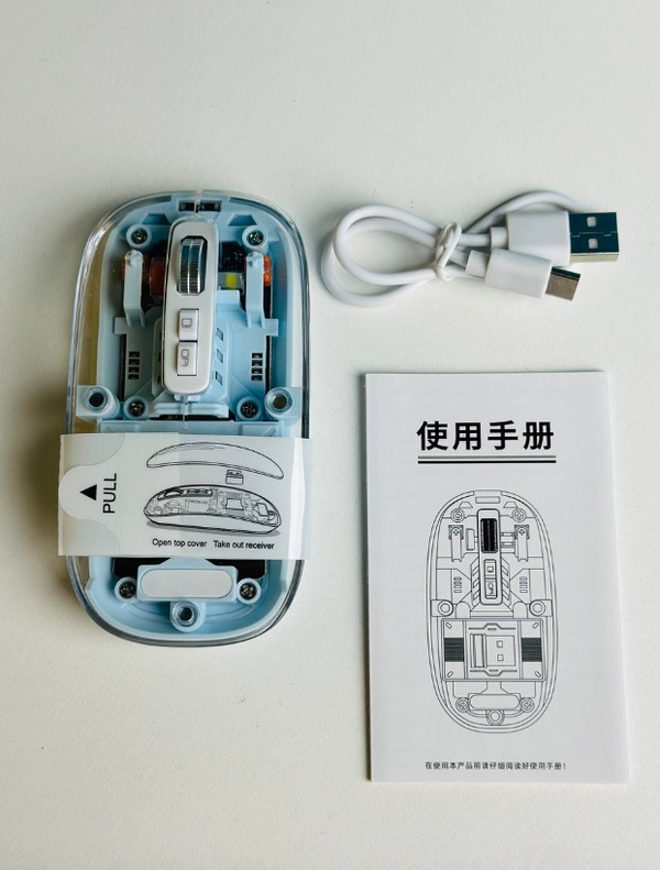 GearUP WM30 Transparent Crystal 2.4G + Bluetooth Magnetic Wireless Mouse