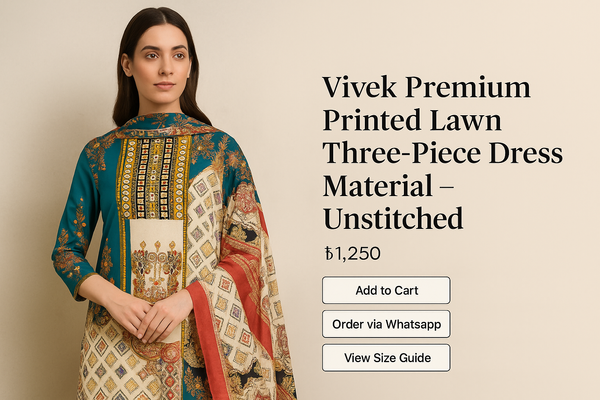 Vivek Premium Printed Lawn Three-Piece Dress Material – Unstitched