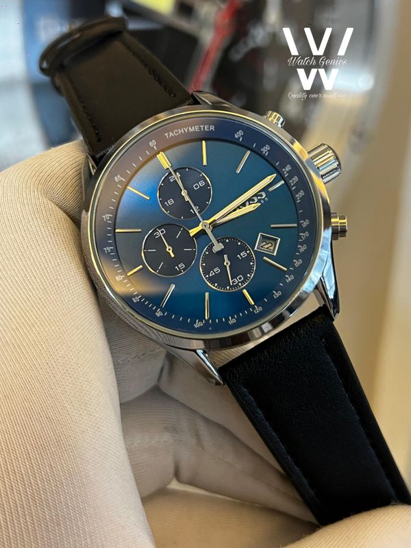 Boss Belt Three Chrono Black Belt Blue Dial V2