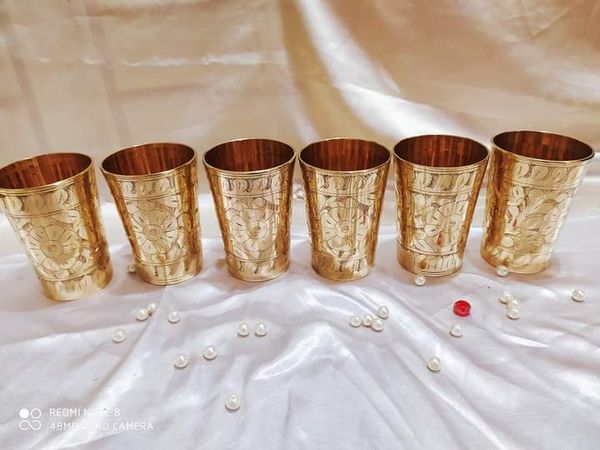পিতলের তৈরি নকশী করা গ্লাস সেট