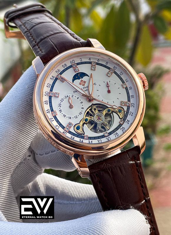 PATEK AUTO BROWN BELT ROSE GOLD CASE V3
