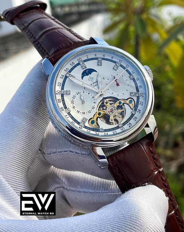 PATEK AUTO BROWN BELT SILVER CASE V3