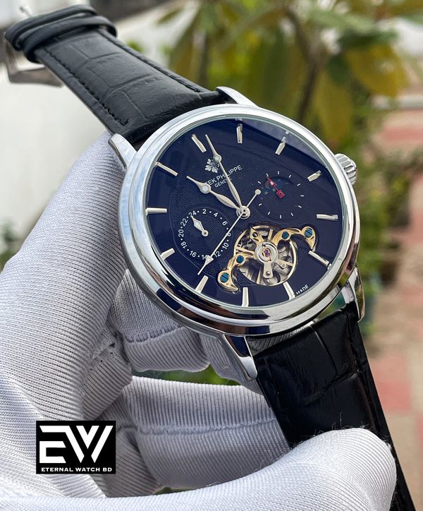 PATEK AUTO BLACK BELT SILVER DIAL V4