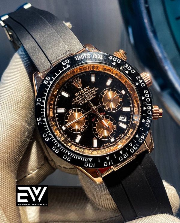 ROLEX DAYTONA BLACK BELT ROSE GOLD CASE