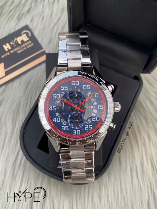 Skemi chronograph chain (Silver-Blue)