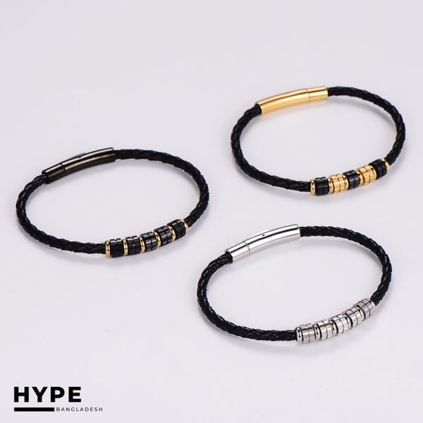 Thin leather bracelet for men