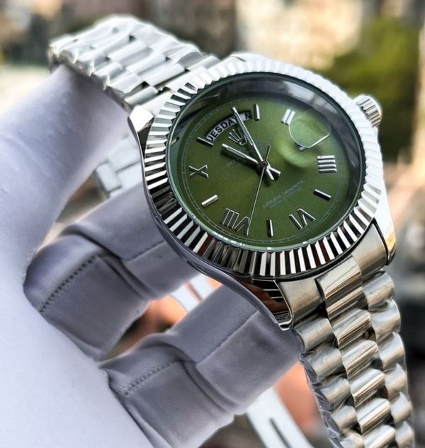 ROLEX DAY-DATE SILVER CH GREEN DIAL