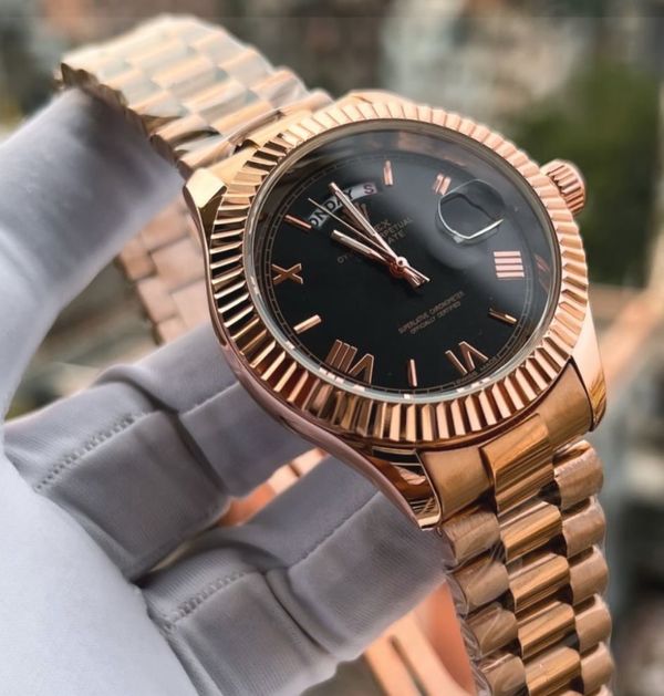 ROLEX DAY-DATE ROSE GOLD CH BLACK DIAL
