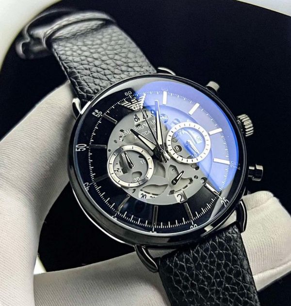 ARMANI OVAL GLASS  BLACK BELT BLACK DIAL