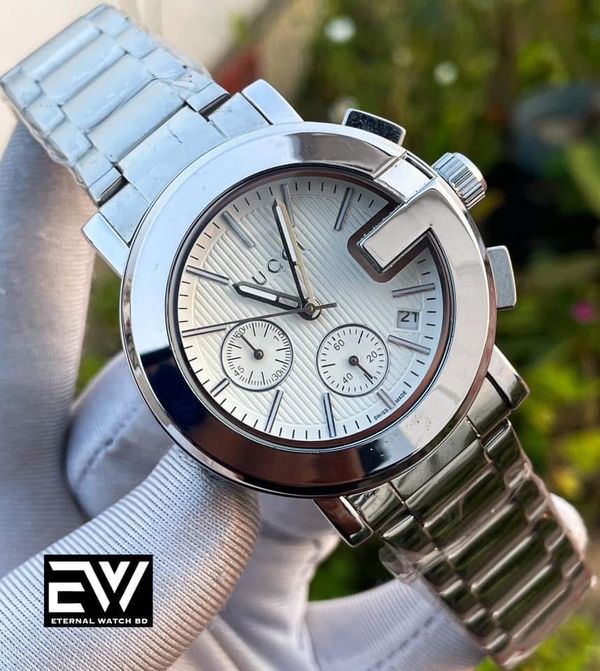 GUCCI SILVER CHAIN WHITE DIAL