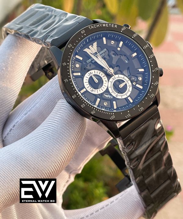 ARMANI MECCANICO CH MATT BLACK DIAL BLACK