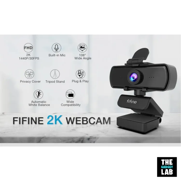 Fifine K420 Webcam 1440P, 2K Web Camera With Privacy Cover & Tripod