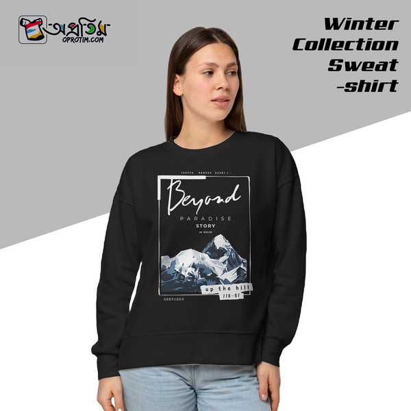 Ladies Black Design Printed Sweatshirt