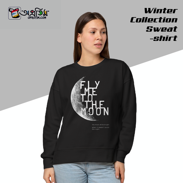 Ladies Black Design Printed Sweatshirt