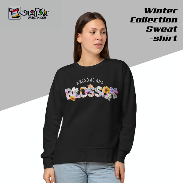 Ladies Black Design Printed Sweatshirt