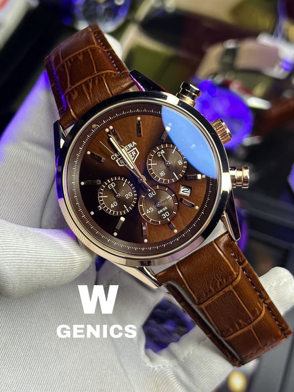 Tag Belt Three Chrono Brown Belt RG Case Brown Dial