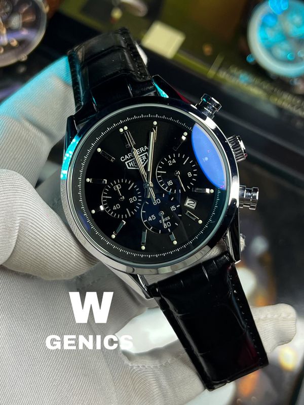 Tag Belt Three Chrono Black Belt Black Dial