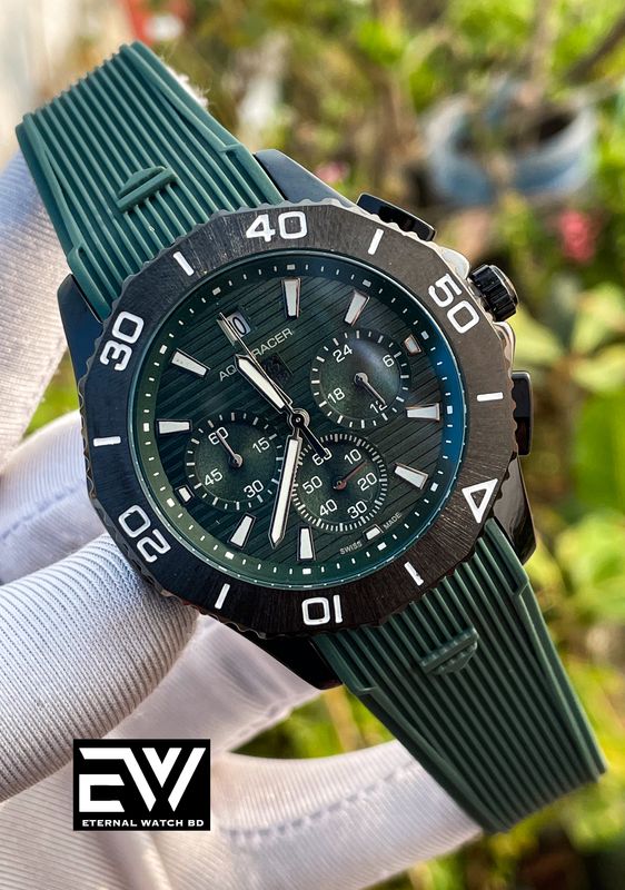 TAG AQUARACER GREEN BELT BLACK CASE GREEN WAFFLE DIAL