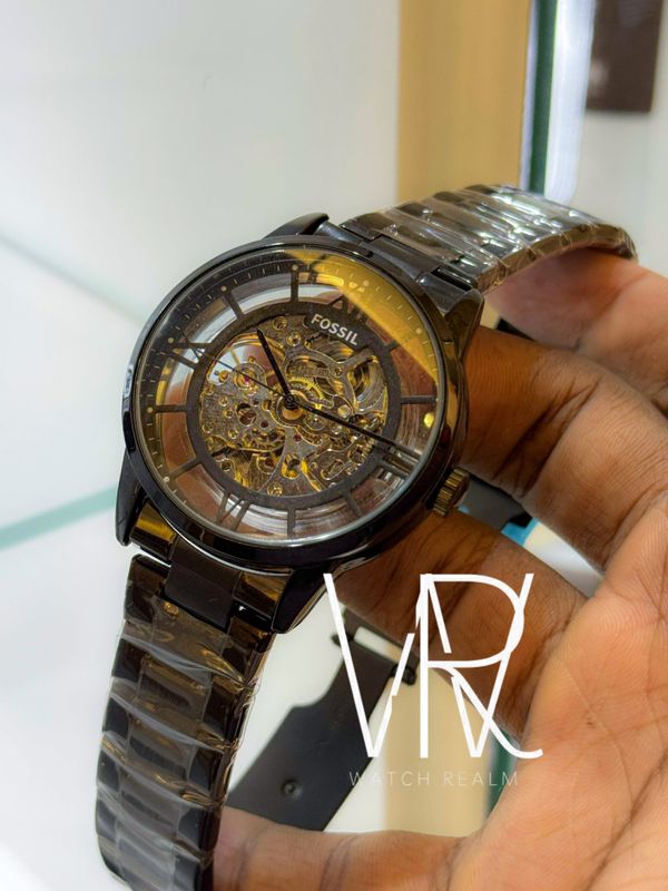 FOSSIL AUTO SKELETON CHAIN FULL BLACK