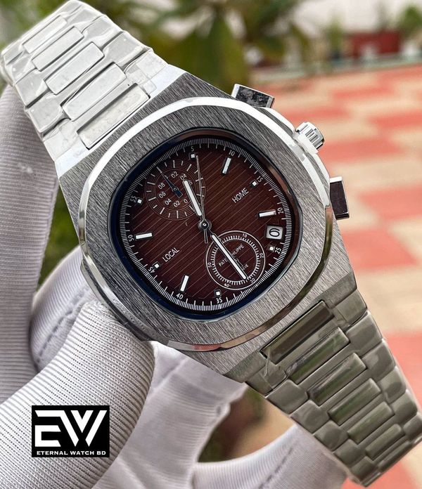 PATEK QUARTZ SILVER CH BROWN DIAL