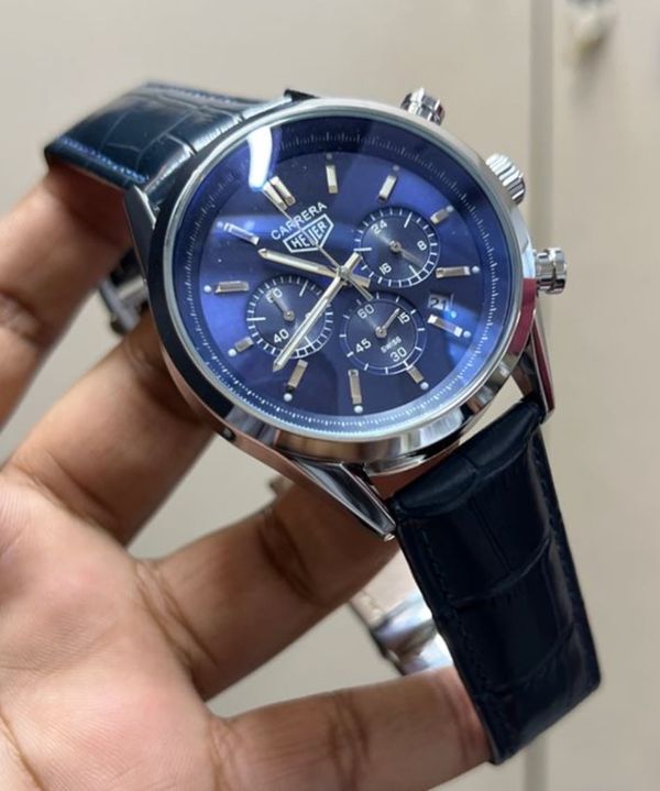 TAG 3 CHRONO BLACK BELT SILVER CASE BLUE DIAL